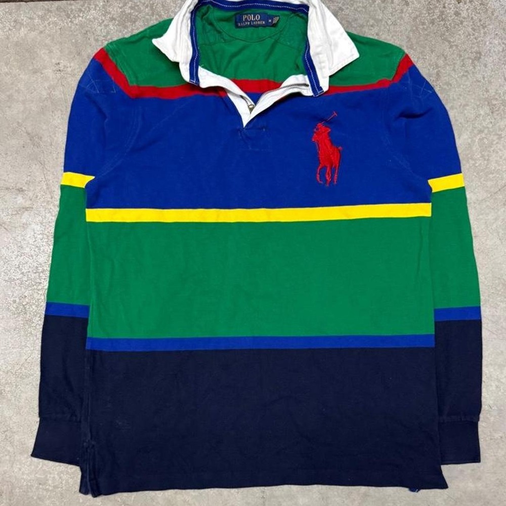 Polo Ralph Lauren Vintage Rugby Big Pony Long Sleeve Sz Medium